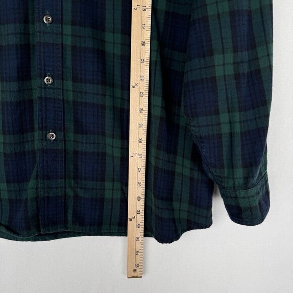 LL Bean Flannel Shirt Mens‎ XLT Green Blue Plaid Button Up Cozy Warm Outdoor - Picture 9 of 13